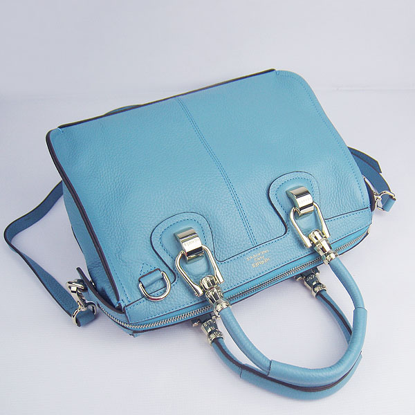 Fake Hermes New Arrival Double-duty leather handbag Light Blue 60669